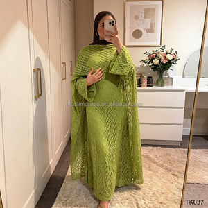 Abaya en dentelle en gros d'usine, <span class=keywords><strong>robe</strong></span> de <span class=keywords><strong>soirée</strong></span> musulmane personnalisable de Dubaï - Product Image 1