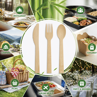 Ensemble de couverts en bambou personnalisés avec logo OEM, jetables, biodégradables, compostables, couteau, fourchette, cuillère, fabricant, vente en gros, en vrac