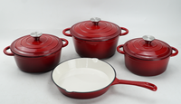 Ensemble de 7 pièces de batterie de cuisine en fonte émaillée ChuiHua, comprenant 3 faitouts hollandais, 1 poêle à frire et des casseroles de cuisson et de rôtissage