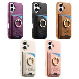 Étui portefeuille professionnel en cuir PU avec fentes pour cartes de crédit et support anneau multifonctionnel pour iPhone 17/16/15/14 Pro Max - Product Image 4