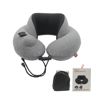 M Quick Inflate Travel <b>Neck</b> <b>Pillow</b> Adjustable <b>Neck</b> <b>Support</b> Compact Foldable <b>Pillow</b> for Airplane Office Car Nap Wholesale - Product Image 1
