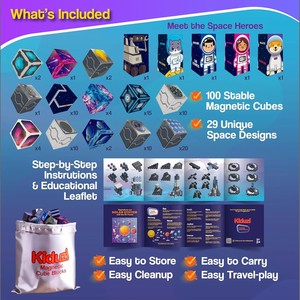 2,0 cm 0,8 pulgadas <span class=keywords><strong>100</strong></span> Uds Base espacial bloques de construcción magnéticos 3D STEM cubos de construcción magnéticos para niños juguetes ASTM CPC CE EN71 - Product Image 2