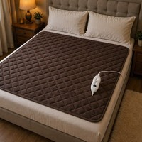 Couverture chauffante électrique matelassée diamantée de luxe marron, personnalisée OEM, 135x120cm, avec contrôle numérique et protection contre la surchauffe, pour un lit confortable