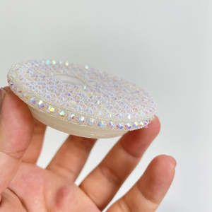 Glanzende strass-kleurige plastic deksels met rietjegat, vervangende glanzende deksels, kleurrijke acryl glanzende deksels voor glazen sneeuwbollen - Product Image 6