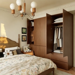 Armario de dormitorio BALOM de madera de nogal, armario de dormitorio de madera maciza y MDF de gran capacidad, listo para ensamblar, OEM - Product Image 3