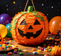 Piñata en forme de citrouille orange, accessoire de fête d'Halloween, grande piñata citrouille pour enfants, jouet à remplir de bonbons pour fête d'Halloween