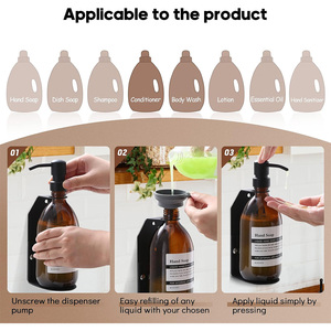 Supporto a Parete per Dispenser di Sapone con Vassoio Regolabile, Porta Dispenser <span class=keywords><strong>Doccia</strong></span> Antiruggine in Acciaio Inox SUS304 per Bottiglie Ricaricabili (Singolo) - Product Image 6
