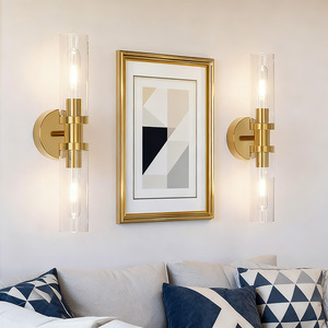 Lámpara de pared moderna de cristal dorado E14 Led regulable para dormitorio, sala de estar, pasillo - Product Image 3
