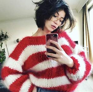 بلوفر مخطط مريح للسيدات من الصوف المحبوك باليد بسعر الجملة - Product Image 6