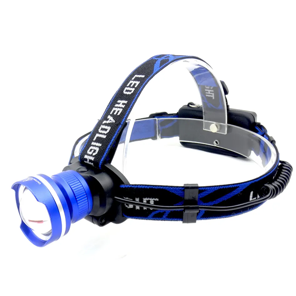 Blue Headlamp 1xCREE XM-L T6 LED 3-Mode Zoom Headlight Flashlight Head Lamp Light 18650 Hunting Camping Riding Bicycle Light