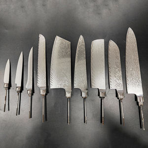 DM10BD1 maniglie pronte per l'installazione lame per coltelli damasco codolo a coda di topo struttura in piuma lame per coltelli affilate per la produzione di coltelli damasco - Product Image 1
