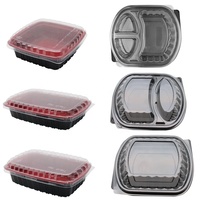 Récipients de restauration rapide de boîte à lunch en plastique jetable de nouveau style, boîte d'emballage alimentaire avec couvercle