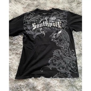 T-shirt a maniche corte da <span class=keywords><strong>uomo</strong></span> in cotone 100% con stampa di lettere, vestibilità regolare, stile Harajuku Gothic, collezione High Street anni 2000, Y2K - Product Image 2