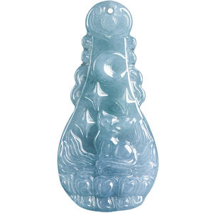 Pendentif en Jade naturel bleu jadeite, Pipa fox fairy, renard à neuf queues, bijoux pour femmes, Design Original, Style chinois DW97 - Product Image 1