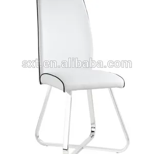 Белые кожаные хромированные обеденные стулья/все KD обеденные стулья для столовой
