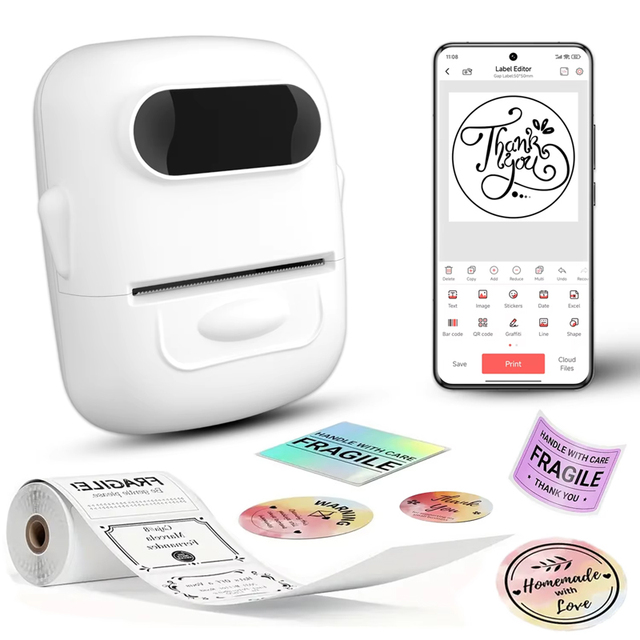 P50 Portable Thermal Printer Suitable for Small Business Home Office Mini Wireless Label Sticker Machine for Smartphone