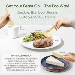 Thân Thiện Với Môi Phân Hủy Sinh Học Tre Dao Kéo Đặt Dùng Một Lần Dĩa Và Pre-Cán Khăn Ăn Cho Du Lịch Đám Cưới Bên - Product Image 5