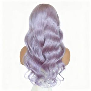 Perruque Lace Front Ondulée Lavande Violette 100% Cheveux Humains Longue et Ondulée pour <span class=keywords><strong>Femme</strong></span> - Product Image 5