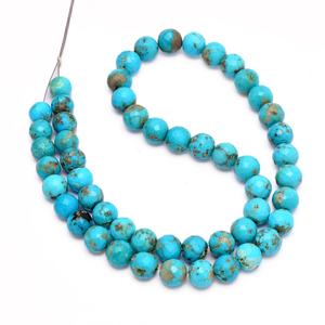 ลูกปัดเหลี่ยมเพชรพลอยทรงกลม7มม.-8.50มม. สีฟ้าเทอร์ควอยซ์แท้ลูกปัดอัญมณีกึ่งมีค่าสำหรับเครื่องประดับ - Product Image 3