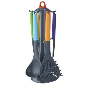 Non stick nylon kitchen Accessories Plastic utensil set with holder kitchenwares set Home cooking utensil sets