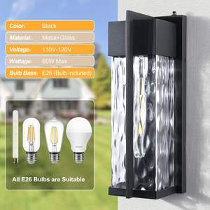 Lámparas de Exterior Modernas de <span class=keywords><strong>Amanecer</strong></span> al Anochecer, Apliques de Pared Exteriores de Vidrio Ondulado Impermeables con Fondo <span class=keywords><strong>Abierto</strong></span> para Porche de Casa - Product Image 3