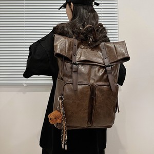 Mushroom 88 PU Leather <b>Backpack</b> <b>Brown</b> Large Capacity 16-Inch Laptop Bag For Travel And School Unisex Style - Product Image 1