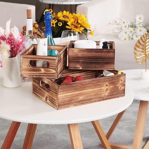 Boîtes et bacs de rangement en bois écologiques avec poignée, panier à linge pliable pour jouets - Product Image 2