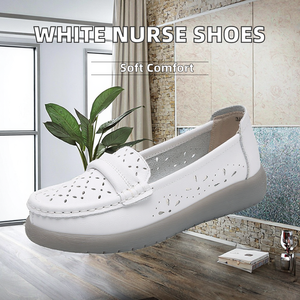 Zapatos de Enfermería de Cuero Genuino Blanco para Mujer con Plantilla de EVA, Suaves y Cómodos, con Tendencia de Moda para las Temporadas de Primavera, Verano y Otoño - Product Image 4