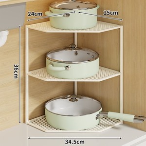 Étagère d'angle de cuisine en forme de L, 36 cm, multi-niveaux, pour organiser les ustensiles de cuisine sur le comptoir ou dans l'armoire, sans installation - Product Image 1