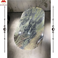 Table de salle à manger de luxe en pierre verte marbre bleu granit ovale plateau en marbre en option ensemble 6 chaises