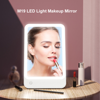 M19 Miroir de Maquillage Portable 2 en 1 de Table avec Lumière LED