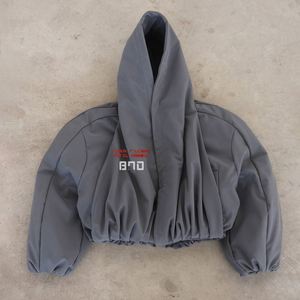 Blouson Bomber Court Personnalisé Streetwear Oversize à Séchage Rapide, Brodé, en Duvet de Canard, Noir, Coupe-Vent - Product Image 6
