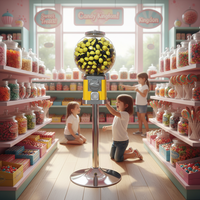 Distributeur automatique de bonbons et de jouets en capsules Niudele, compatible avec les jetons et les pièces de monnaie, jaune, capacité de 400 à 500 pièces, ABS/PC