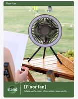 Ventilateur multifonctionnel de camping extérieur démontable avec télécommande RF, support de table, veilleuse et fonction suspendue