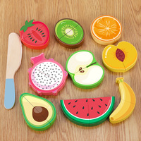 Premium Houten Snijvoedsel Speelset Voor Kinderen Realistische Fruitgroenten Taarten Met Houten Mes En Opbergblad