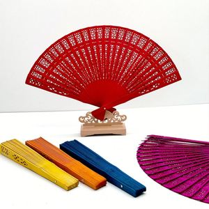 Abanico de mano de madera plegable hueco con logotipo personalizado grabado para recuerdo, regalo promocional, recuerdo de boda, favor de fiesta, a elegir - Product Image 2