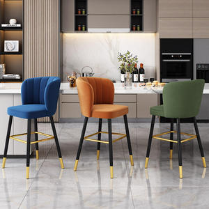 Silla de Bar <span class=keywords><strong>Alta</strong></span> para el Hogar, Estilo Nórdico, Metal, Lujo, Terciopelo Dorado, Cuero, Taburetes Modernos <span class=keywords><strong>y</strong></span> Económicos para Barra de Cocina, Muebles para <span class=keywords><strong>Mesa</strong></span> de Bar - Product Image 6