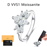 Bague en argent sterling S925 avec moissanite taille marquise 1 carat couleur D VVS1 pour femme, certifiée GRA, vente en gros d'usine, bague de mariage