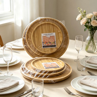 Ensemble de 3 plateaux ronds en bambou, empilables, utilisés pour les fruits, les collations et le stockage des aliments.