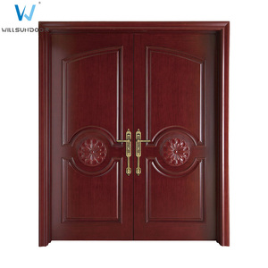 Afrique de l'ouest rouge placage de bois de noyer hall de l'hôtel porte principale manoir simple durable portes d'entrée avec envie - Product Image 1
