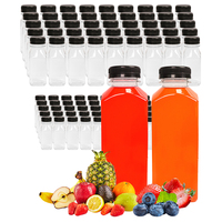 Vente en gros de bouteilles en plastique pour boissons, jus, de qualité alimentaire, transparentes, carrées, avec bouchon, 250 ml, 300 ml, 350 ml, 400 ml, 500 ml
