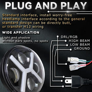 Phare LED de projection, feux de croisement/route, clignotant blanc, feux de jour DRL, 12V, ajustement universel, garantie 2 ans - Product Image 4