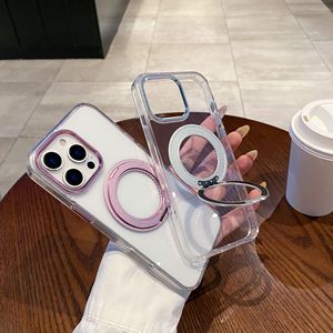 Strong Magnetic Clear TPU PC Case for <strong>IPhones</strong> 15 Pro Max Transparent <strong>Cover</strong> with Metal Accessories 360 Rotatable Kickstand - Product Image 3