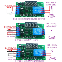 Compteur d'impulsions multifonctionnel avec temporisation réglable, module de relais de commande marche/arrêt DC 5V 12V 24V KC23C01