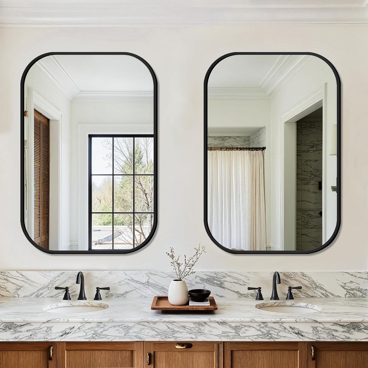 Large Gold Rectangle Mirror with Rounded Corners | Elegant Full Length ...