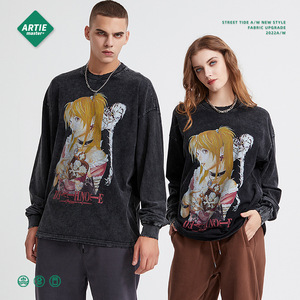 Maglietta Vintage di marca ARTIE uomo retrò alla moda stampa digitale con <span class=keywords><strong>Note</strong></span> di morte a manica lunga stile scuro tinto a cera" - Product Image 4