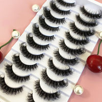Lot de 10 paires de faux cils 3D moelleux de 16mm DD Curl en faux vison, marque privée, cils vaporeux à bande complète, vente en gros