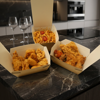 Bol en papier carré jetable épaissi avec couvercle intégré, boîte à lunch anti-fuite pour salade, pâtes, boîte à repas rapide