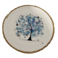 Set de table rond en corde de coton de 35 cm, moderne, fait main, écologique, lavable, pour la décoration de la maison et de la cuisine, avec impression de lapin adorable
