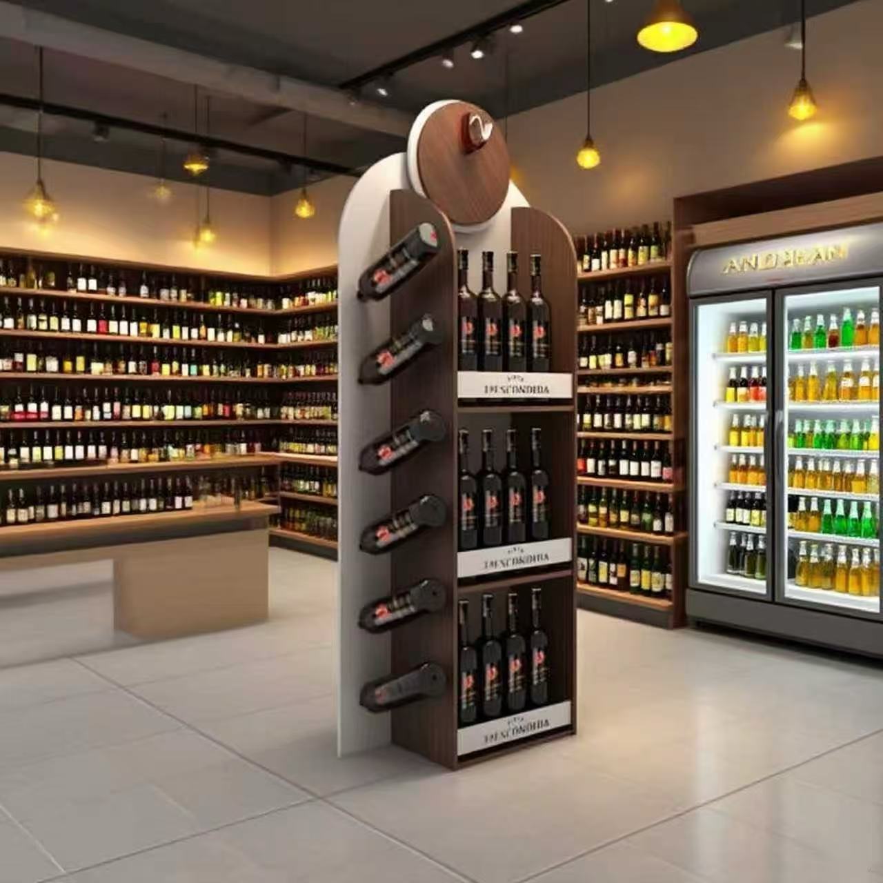 Customized Solid Wood Wine Beverage Display Rack Multi Tier Structure for Retail Stores & Supermarket — view 5